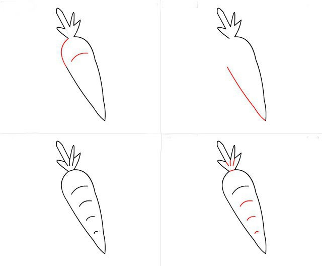 Lecciones con niños: cómo dibujar zanahorias en etapas